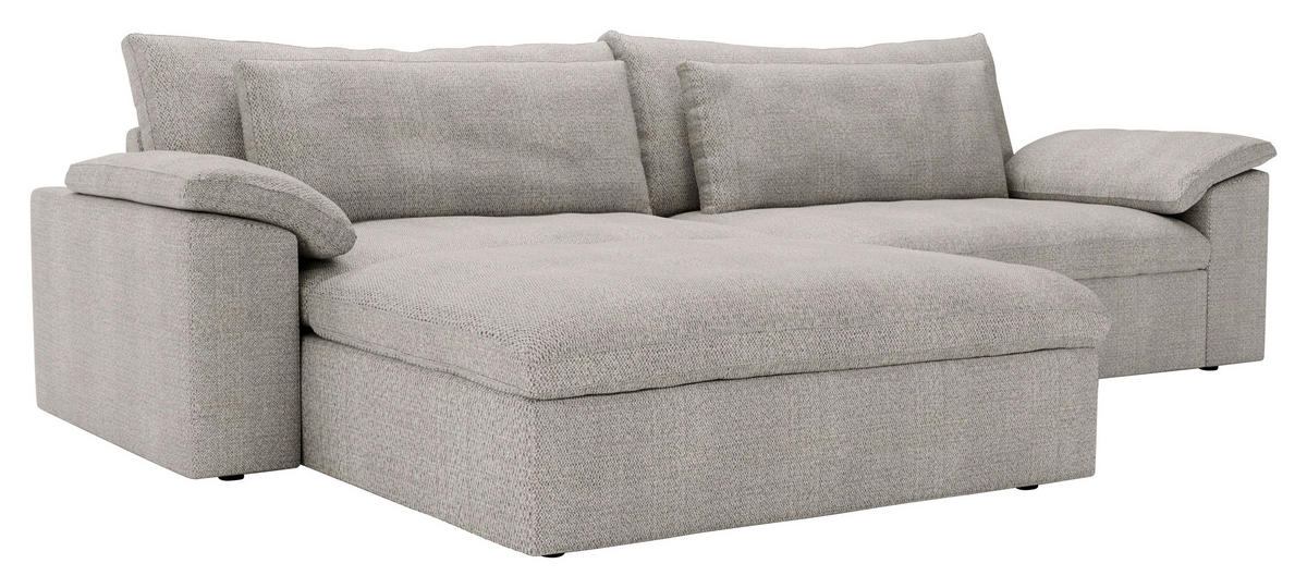ECKSOFA  in Webstoff Greige  198/306 cm  - Greige/Schwarz, MODERN, Kunststoff/Textil (198/306cm) - Carryhome