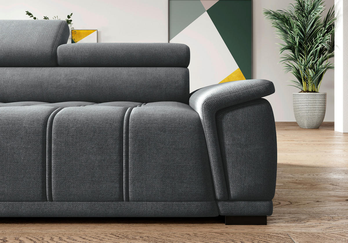 HÖRNSOFFA i chenille, vävt tyg antracit  - svart/antracit, Modern, textil/plast (206/283cm) - MID.YOU