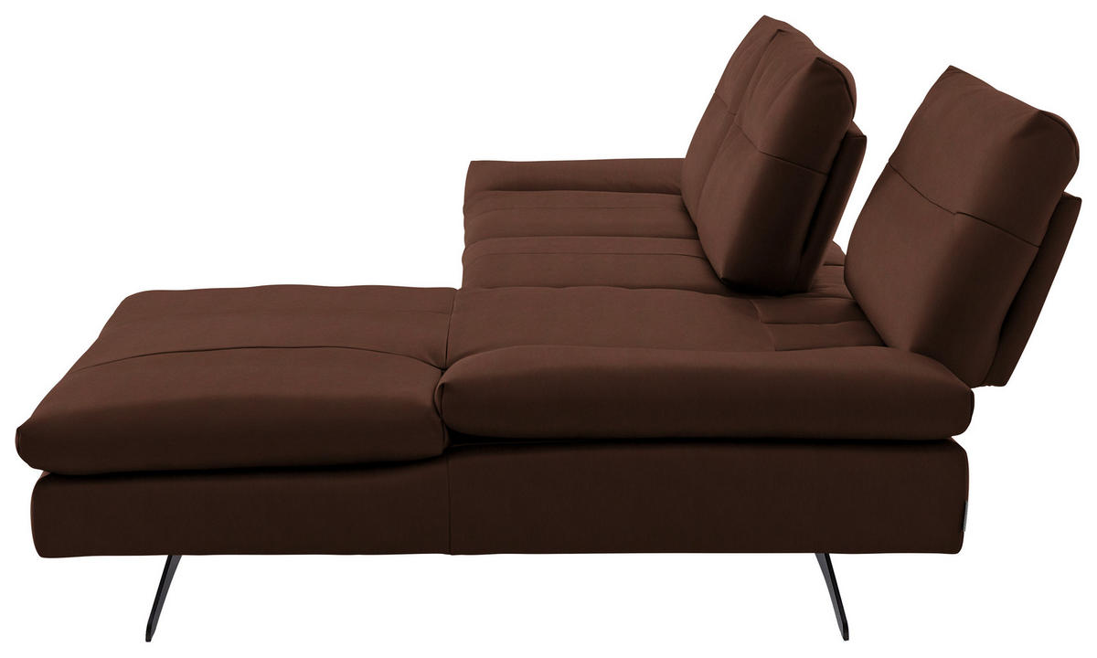 ECKSOFA in Echtleder Braun  - Schwarz/Braun, Modern, Leder/Metall (342/158cm) - Chilliano