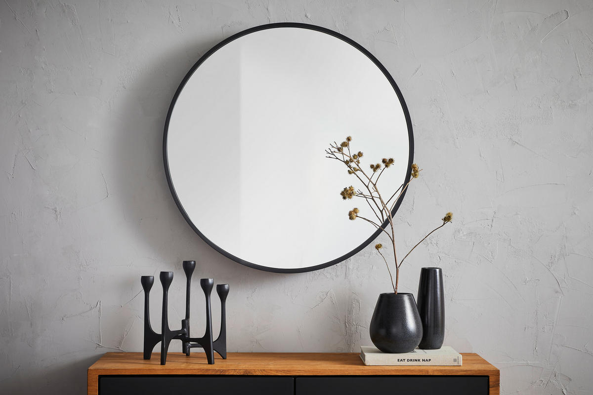 WANDSPIEGEL 80/80/9 cm  - Klar/Schwarz, Design, Glas/Holzwerkstoff (80/80/9cm) - MID.YOU