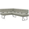 ECKBANK 165/227 cm  in Hellgrau  - Hellgrau/Schwarz, Design, Leder/Metall (165/227cm) - Moderano