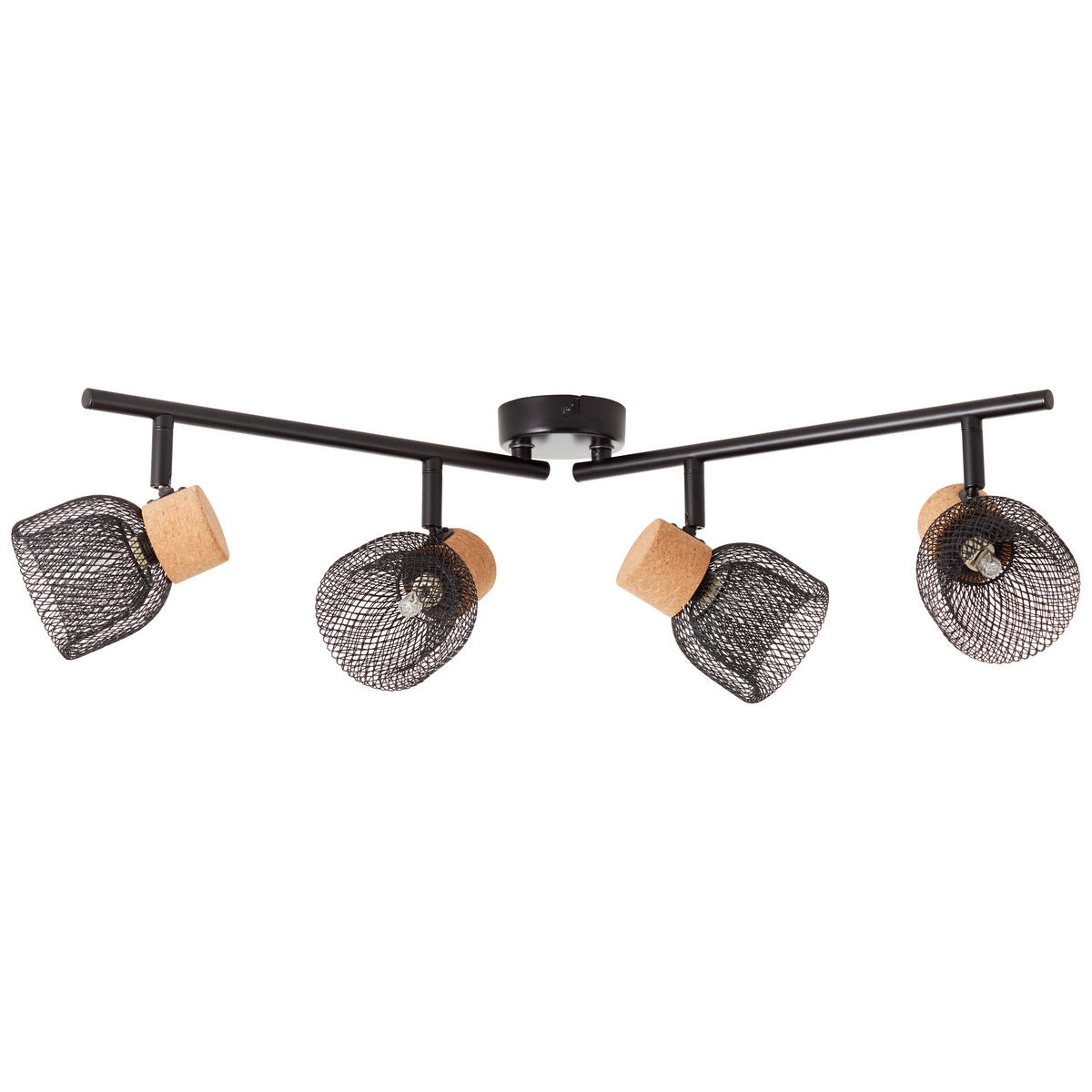 DECKENLEUCHTE Flaka   - Schwarz, Natur, Holz/Metall (16,5/76,5/9cm) - Brilliant