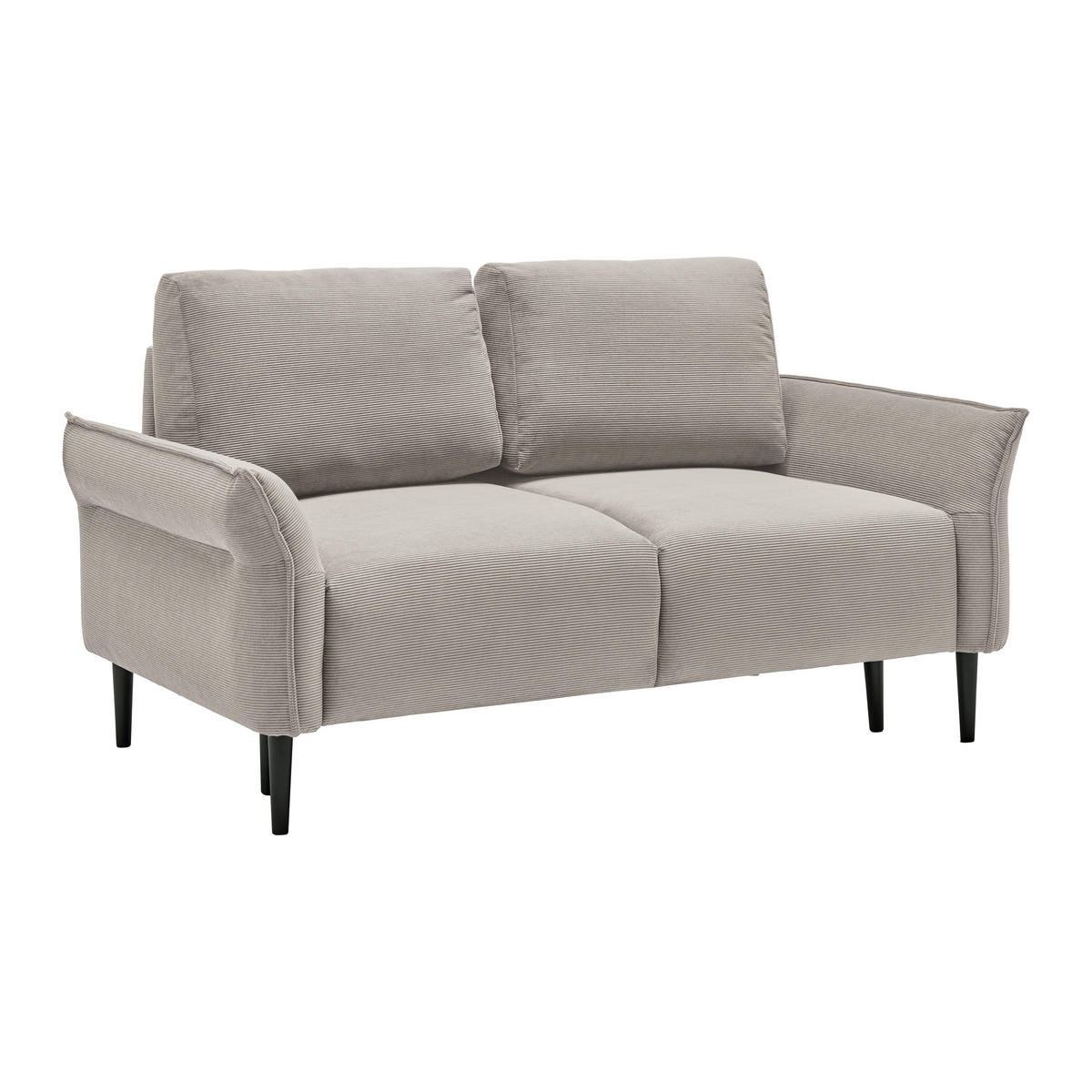 2-SITZER-SOFA Cord Taupe  - Taupe/Schwarz, Modern, Holz/Textil (150/85/92cm) - MID.YOU