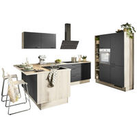 ECKKÜCHE XO 21  in Graphitfarben, Tannenholzfarben  - Tannenholzfarben/Schwarz, Design, Holzwerkstoff/Metall (121,6/280/150cm) - Xora