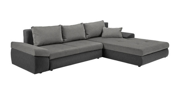 ECKSOFA in Webstoff Grau, Dunkelgrau  - Dunkelgrau/Schwarz, Design, Kunststoff/Textil (313/215cm) - Carryhome