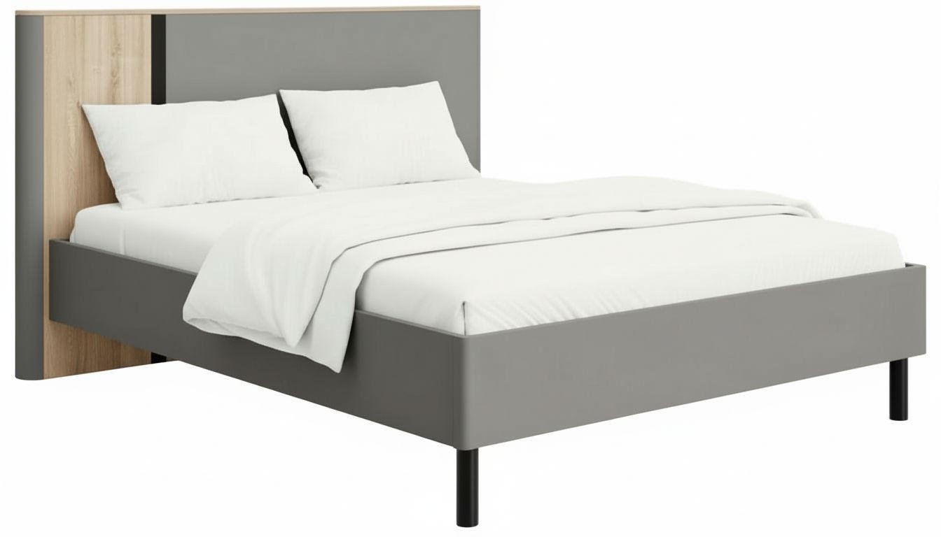 BETT 180/200 cm  Graphitfarben, Schwarz, Eiche Artisan   - Graphitfarben/Schwarz, Modern, Holzwerkstoff/Metall (180/200cm) - MID.YOU