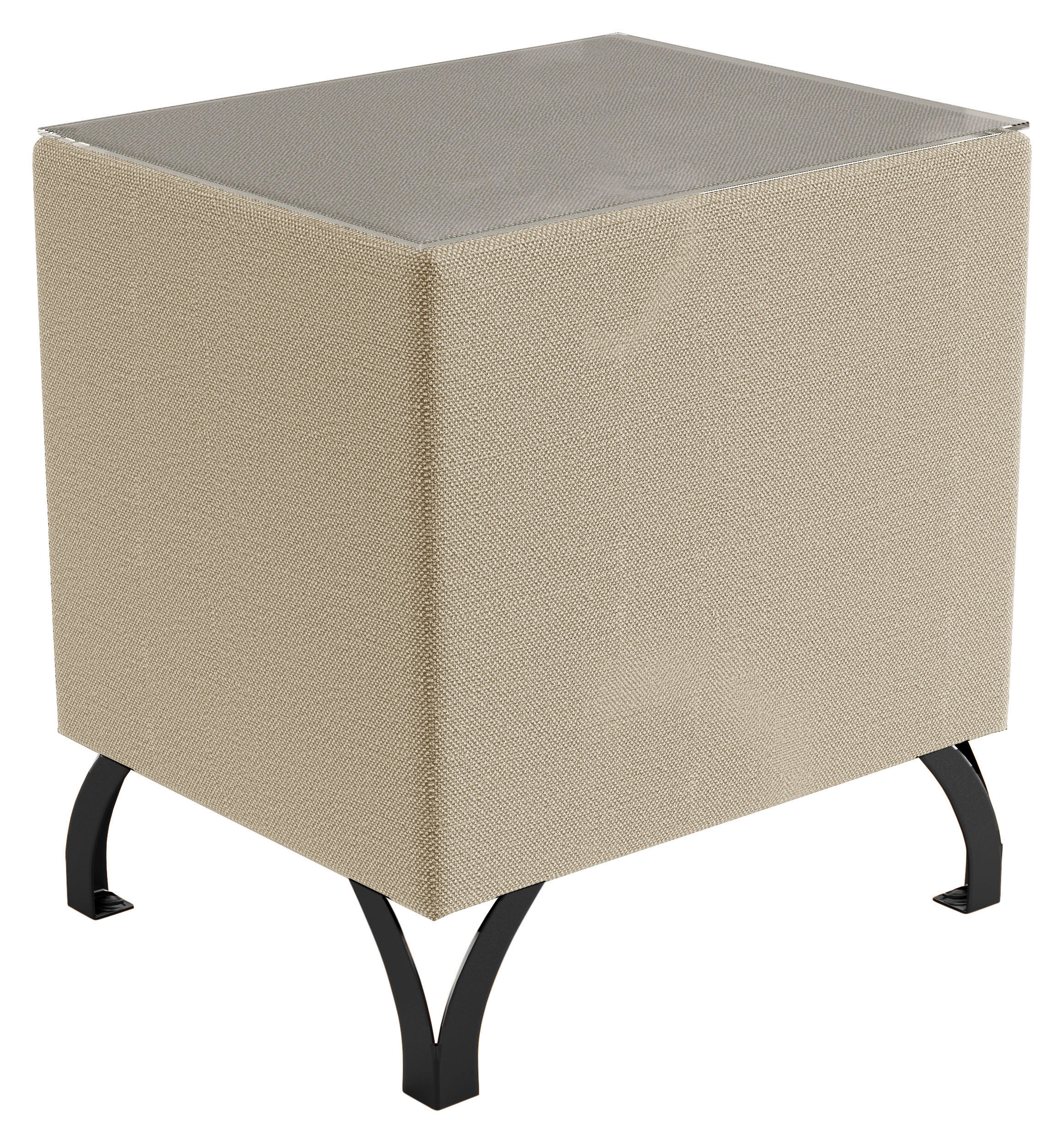NACHTSCHRANK 45/55/45 cm  - Beige/Schwarz, Design, Glas/Textil (45/55/45cm) - Esposa