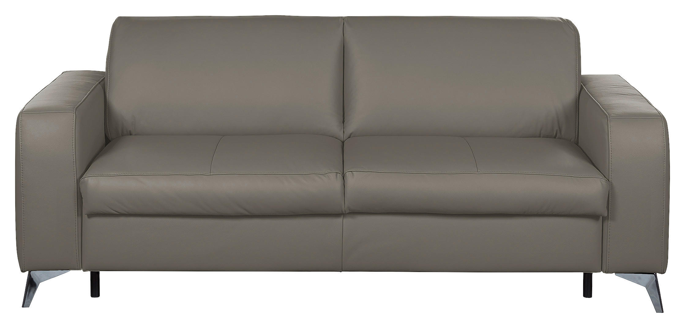 SCHLAFSOFA Schlammfarben Echtleder  - Schlammfarben/Silberfarben, Design, Leder/Metall (204/84/104cm) - Livetastic