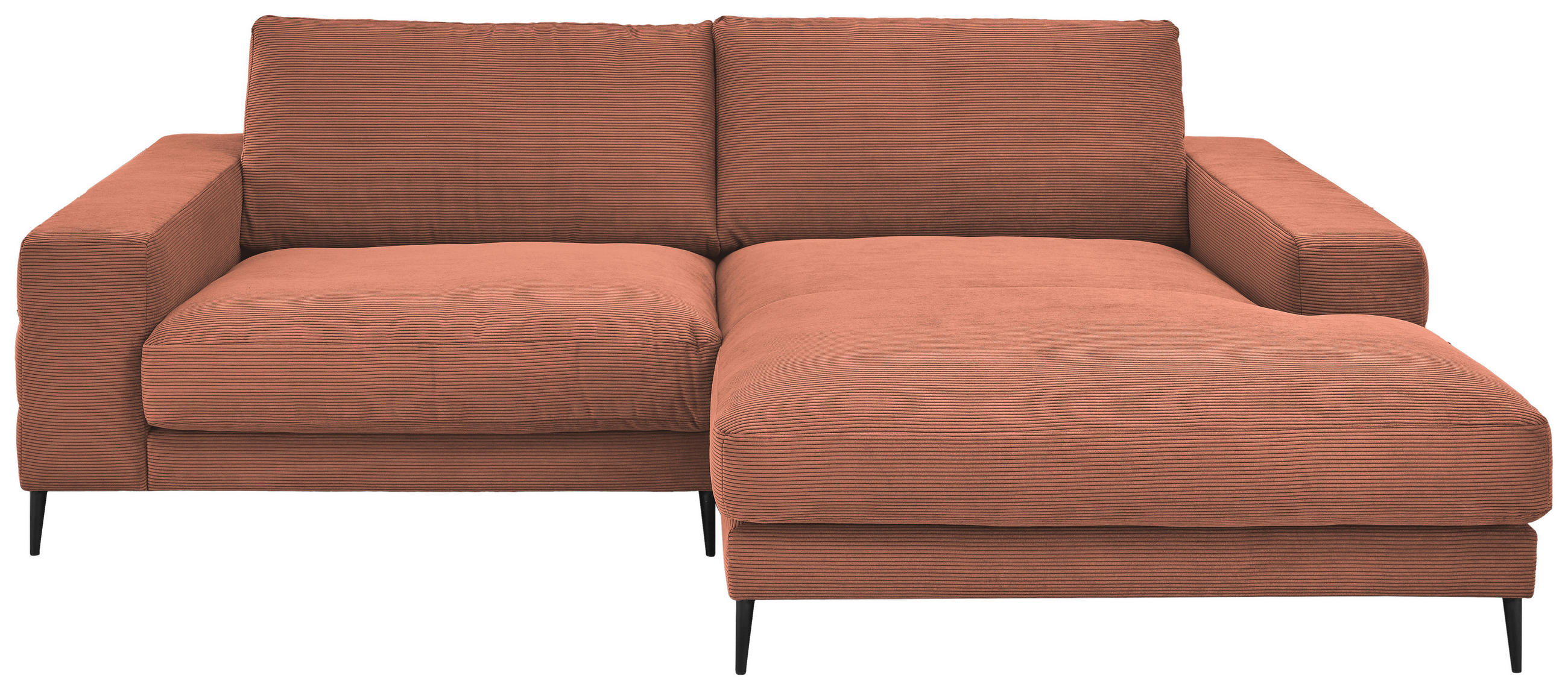 ECKSOFA Rostfarben Feincord  - Rostfarben/Schwarz, Design, Textil/Metall (253/177cm) - Dieter Knoll