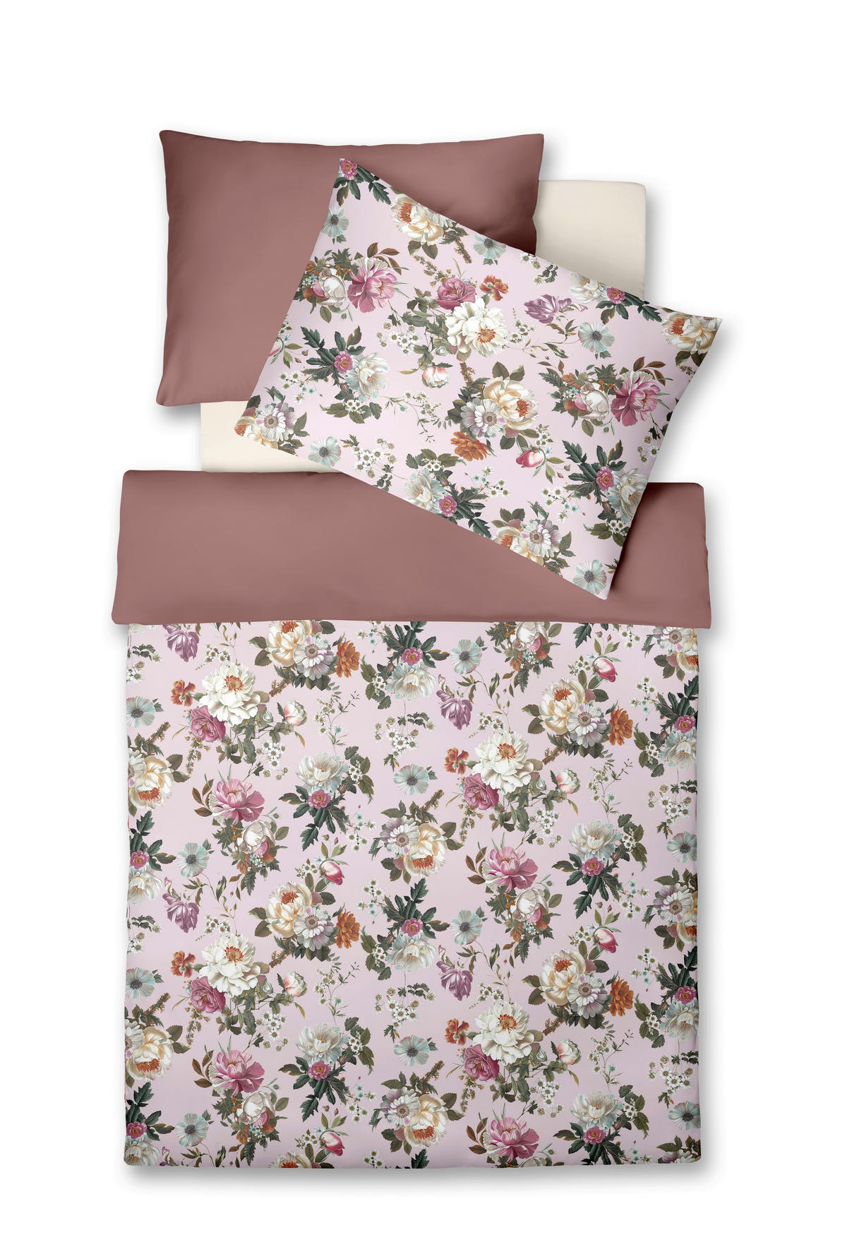 ÁGYNEMŰHUZAT-GARNITÚRA 140/200 cm  - olívazöld/rózsaszín, Basics, textil (140/200cm) - Fleuresse