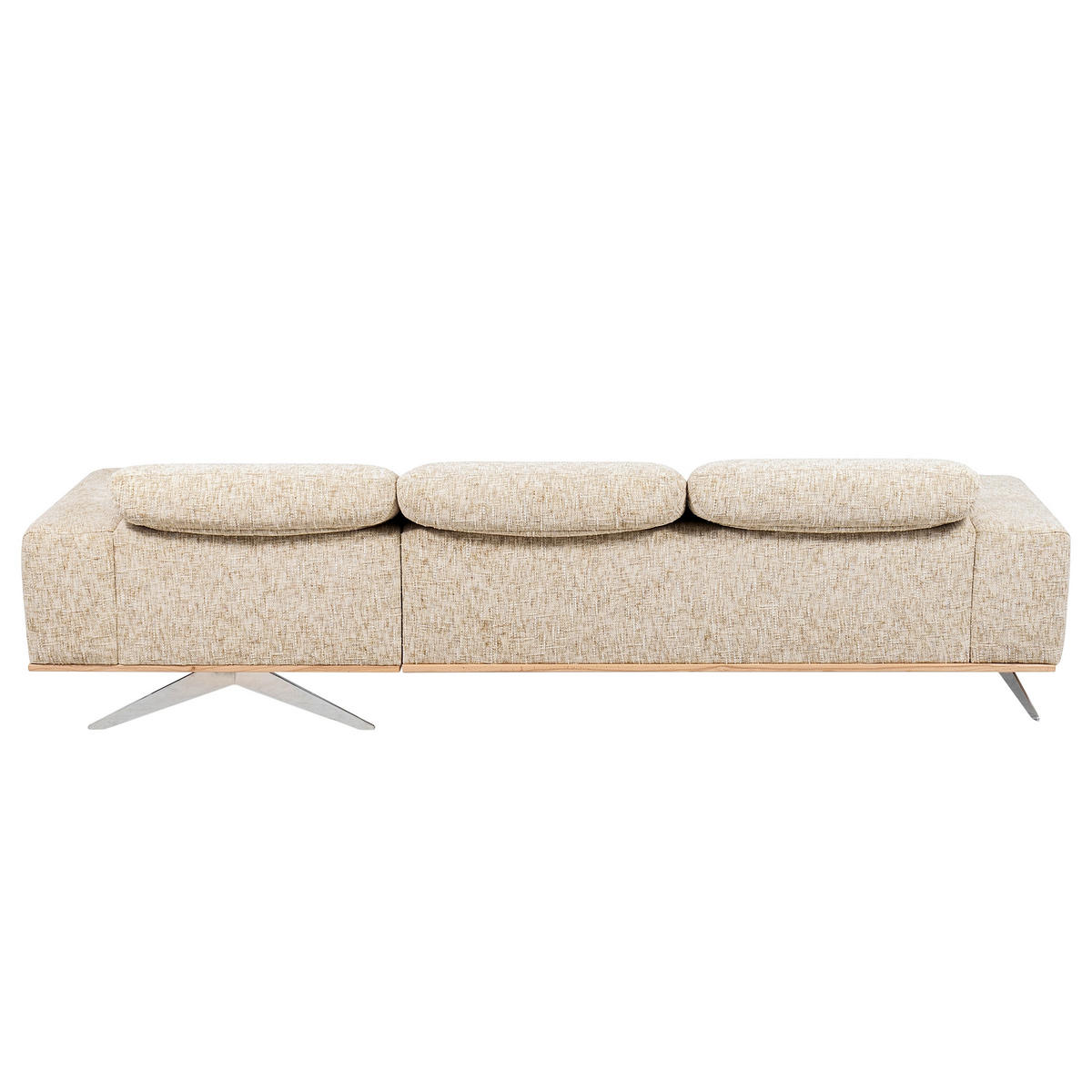 ECKSOFA PORTLAND in Struktur Beige Kopfteilverstellung  295/187 cm  - Chromfarben/Beige, Design, Holz/Textil (295/187cm) - Livetastic