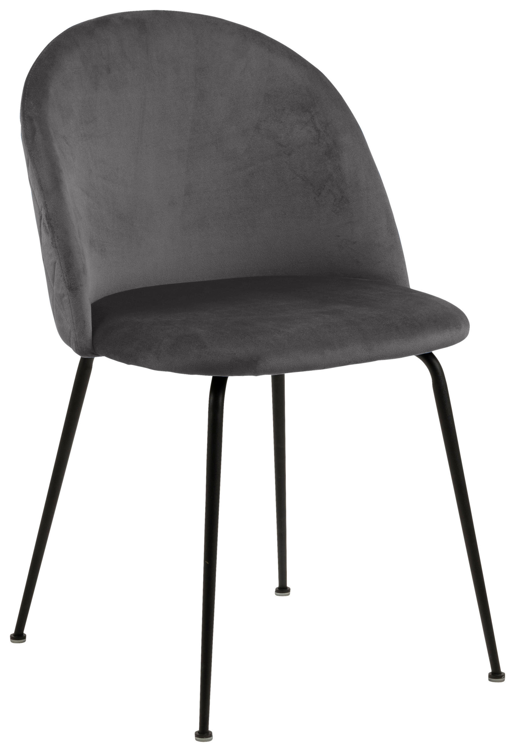 STUHL Samt Dunkelgrau  - Dunkelgrau/Schwarz, KONVENTIONELL, Textil/Metall (49,5/80,5/54cm) - Ambia Home