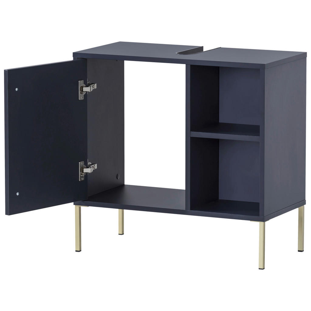 Thumbnail - Stylife Waschbeckenunterschrank Kent, Gold, Dunkelblau, Metall, 1 Fächer, einzeln stellbar, 65.3x63.3x33.1 cm, Made in G...