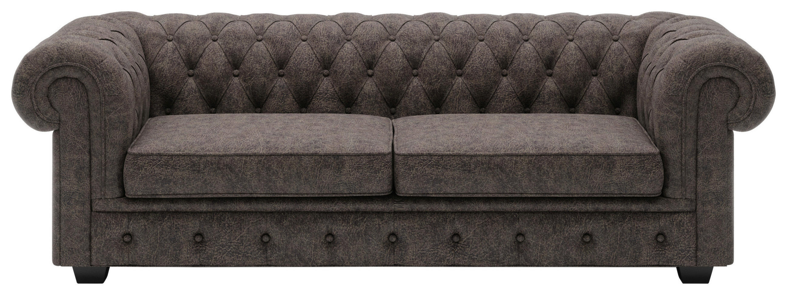 CHESTERFIELD-SOFA Dunkelbraun Echtleder  - Wengefarben/Dunkelbraun, LIFESTYLE, Leder/Holz (206/76,5/96cm) - Landscape