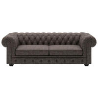 CHESTERFIELD-KANAPÉ bőr sötétbarna  - wenge/sötétbarna, Lifestyle, bőr/fa (206/76,5/96cm) - Landscape