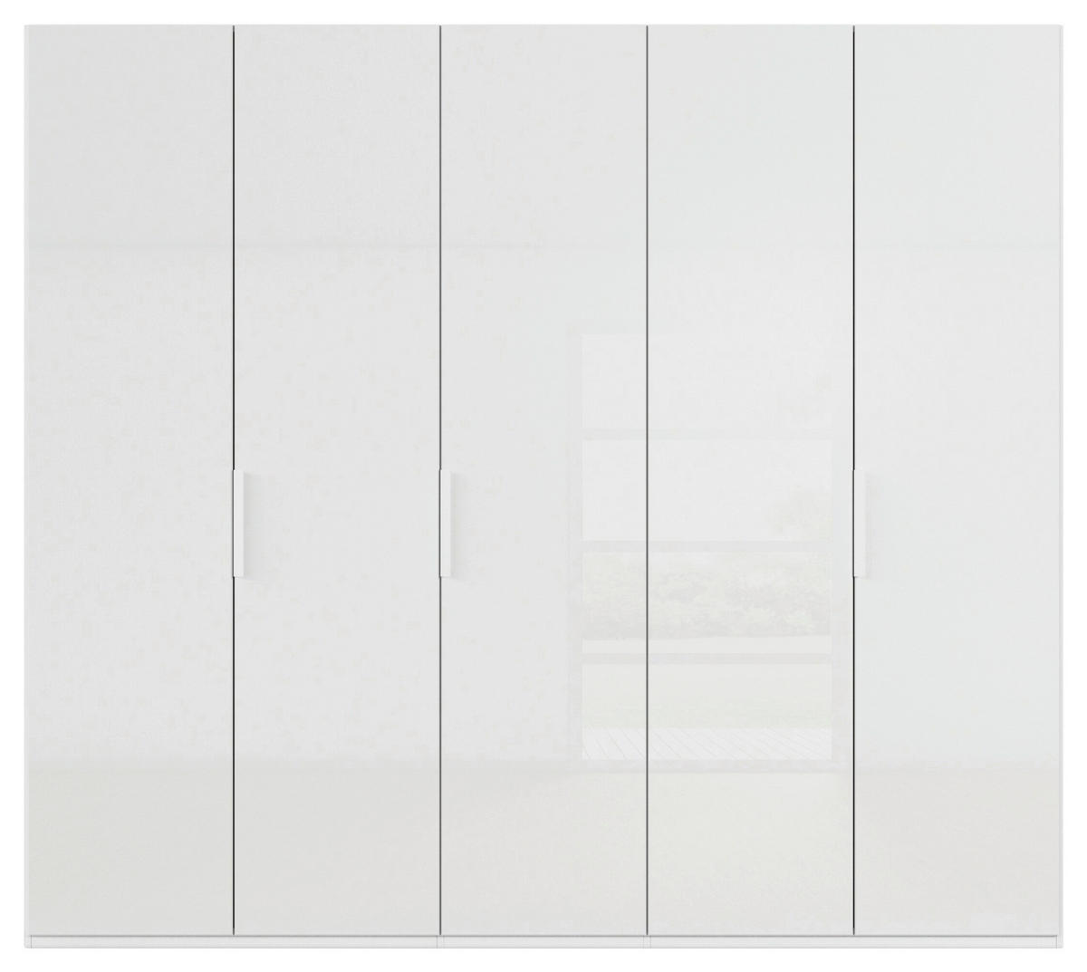 DREHTÜRENSCHRANK 251/235/61 cm,  in Weiß, 5-türig  - Weiß, Basics, Glas/Holzwerkstoff (251/235/61cm) - Novel