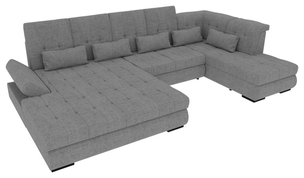 WOHNLANDSCHAFT Grau Struktur  - Schwarz/Grau, KONVENTIONELL, Kunststoff/Textil (212/358/222cm) - Carryhome