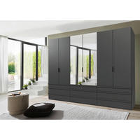 FALTTÜRENSCHRANK 300/216/58 cm 3-türig Graphitfarben  - Schwarz/Graphitfarben, Design, Glas/Holzwerkstoff (300/216/58cm) - Boxxx