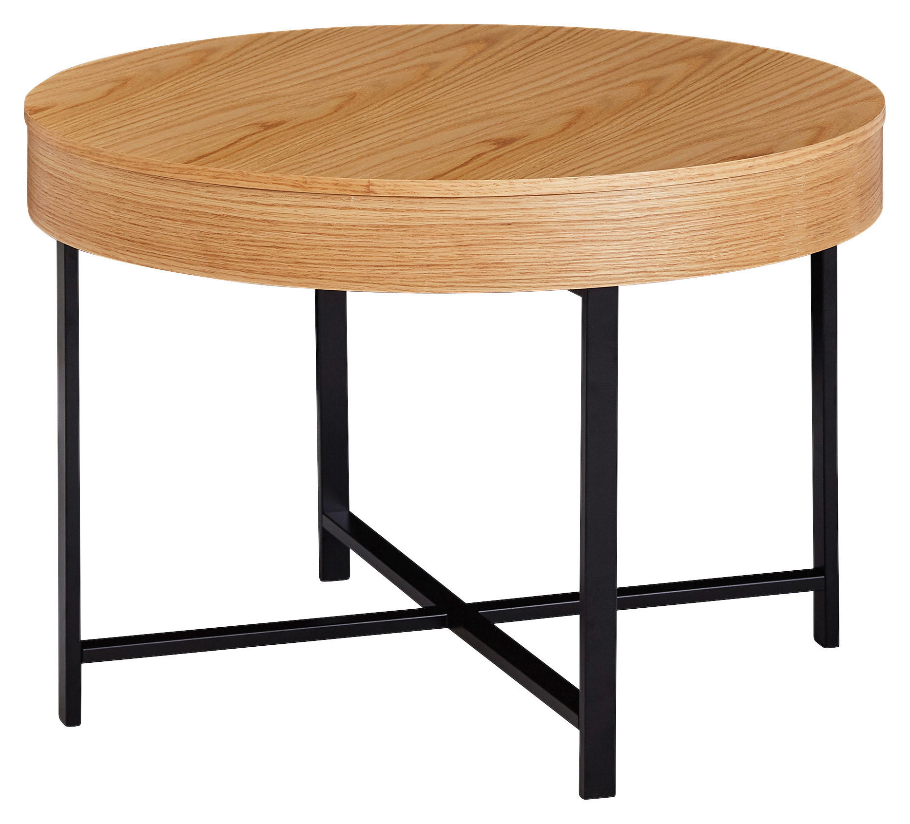 KLUB STOLIĆ boje hrasta  drvo, drvni materijal  - boje hrasta/crna, Design, drvni materijal/drvo (69/69/49cm) - MID.YOU