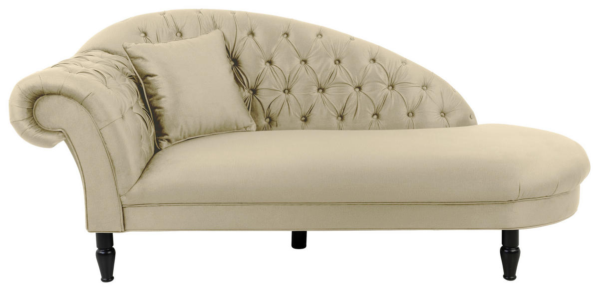 RÉCAMIERE in Velours Beige  - Beige/Schwarz, Design, Holz/Textil (216/91/103cm) - MID.YOU