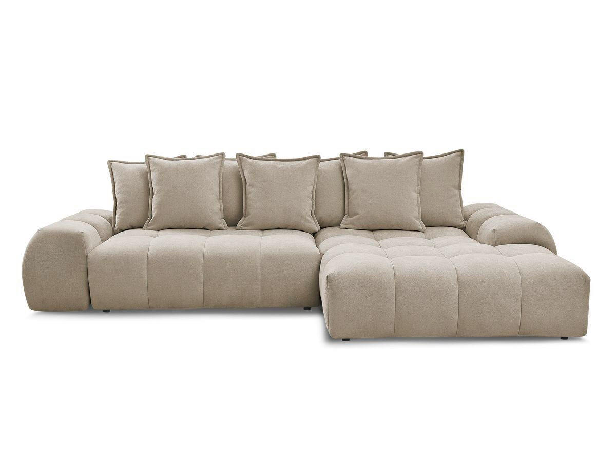 ECKSCHLAFSOFA EVEREST  mit Rücken echt, Armteil links, Armteil rechts Struktur Taupe  - Taupe/Schwarz, MODERN, Kunststoff/Textil (318/180cm) - Livetastic