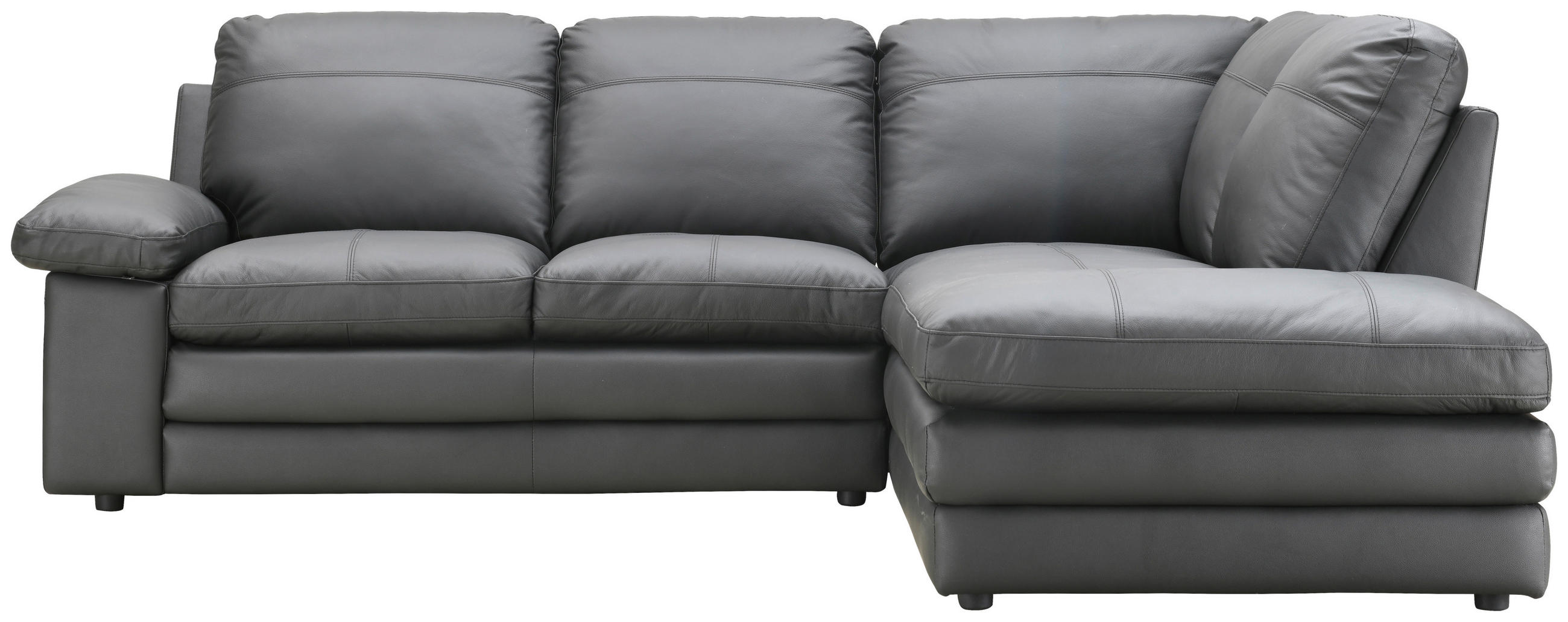ECKSOFA in Echtleder Schwarz  - Schwarz, Konventionell, Leder/Kunststoff (230/191cm) - MID.YOU
