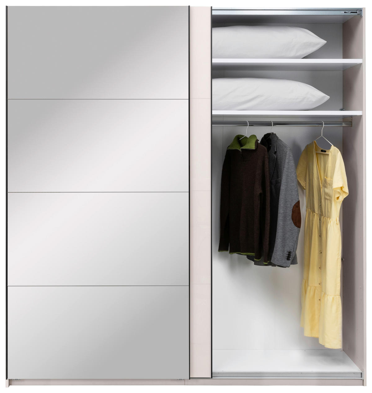 SCHIEBETÜRENSCHRANK 200/210/62 cm 2-türig Kaschmir  - Kaschmir/Schwarz, MODERN, Holzwerkstoff/Metall (200/210/62cm) - MID.YOU