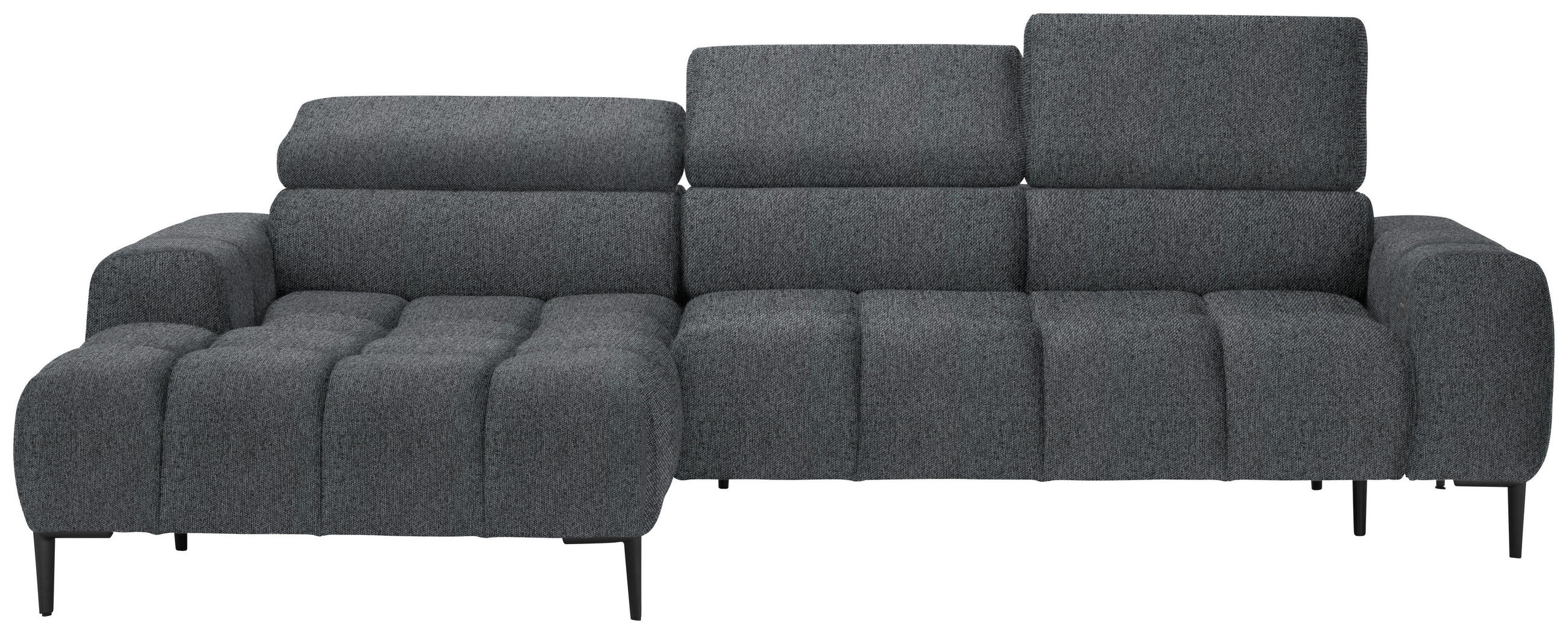 ECKSOFA in Webstoff Dunkelgrau  - Dunkelgrau/Schwarz, Design, Textil/Metall (177/270cm) - Welnova