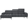 ECKSOFA in Webstoff Dunkelgrau  - Dunkelgrau/Schwarz, Design, Textil/Metall (177/270cm) - Welnova