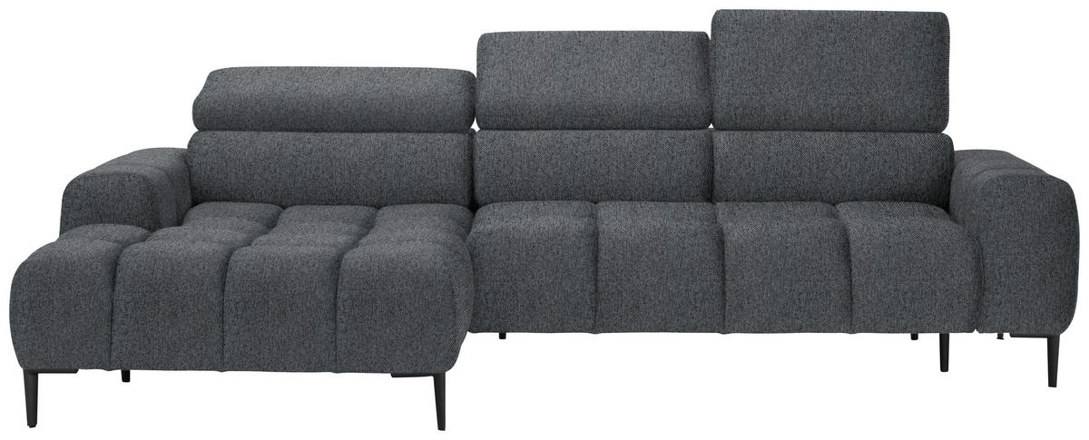 ECKSOFA in Webstoff Dunkelgrau  - Dunkelgrau/Schwarz, Design, Textil/Metall (177/270cm) - Welnova