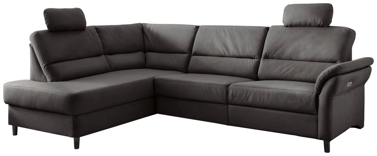 ECKSOFA in Lederlook Anthrazit  - Anthrazit/Schwarz, Modern, Holz/Textil (190/266cm) - Livetastic