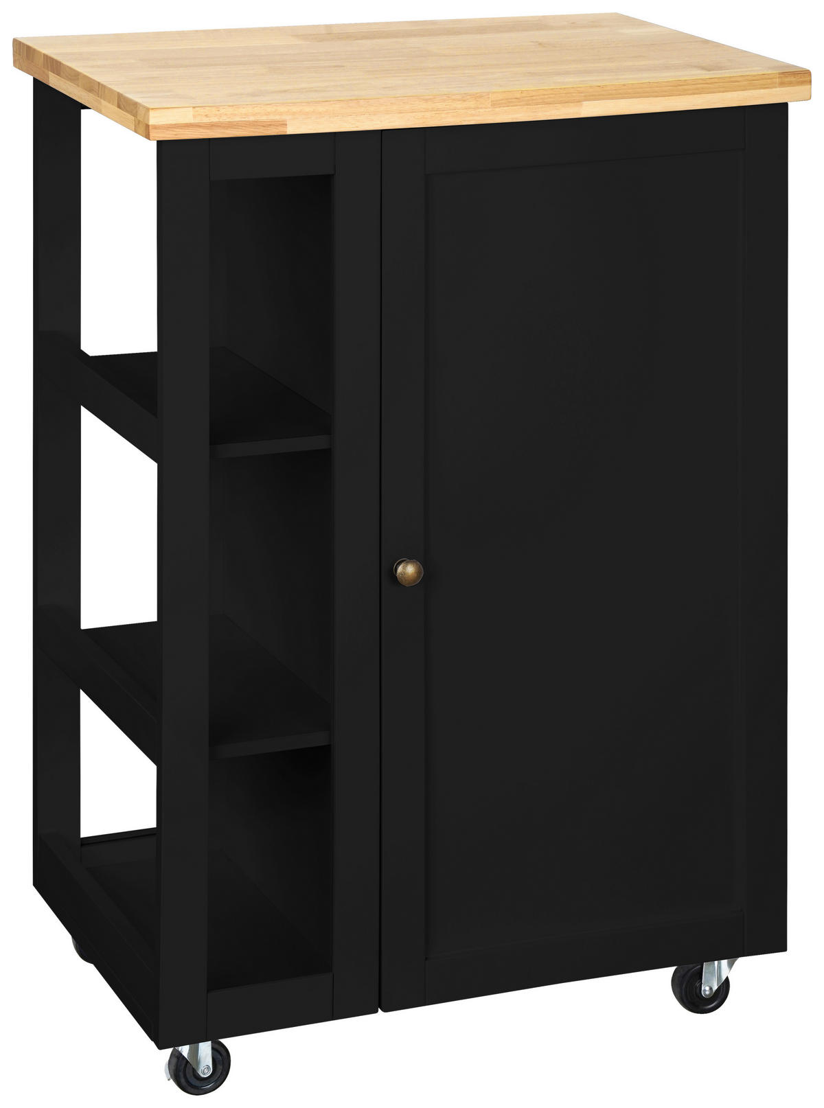 KÜCHENINSEL   in Naturfarben, Schwarz  - Messingfarben/Schwarz, Basics, Glas/Holz (60/90/40cm) - MID.YOU