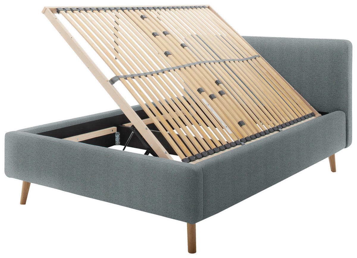 POLSTERBETT Lattenrost, Bettkasten 140/200 cm  in Türkis  - Türkis/Eichefarben, Design, Holz/Textil (140/200cm) - Xora