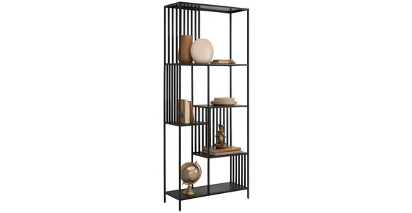 REGAL 80/190/30 cm Schwarz - Schwarz, Design, Metall (80/190/30cm) - Ambia Home