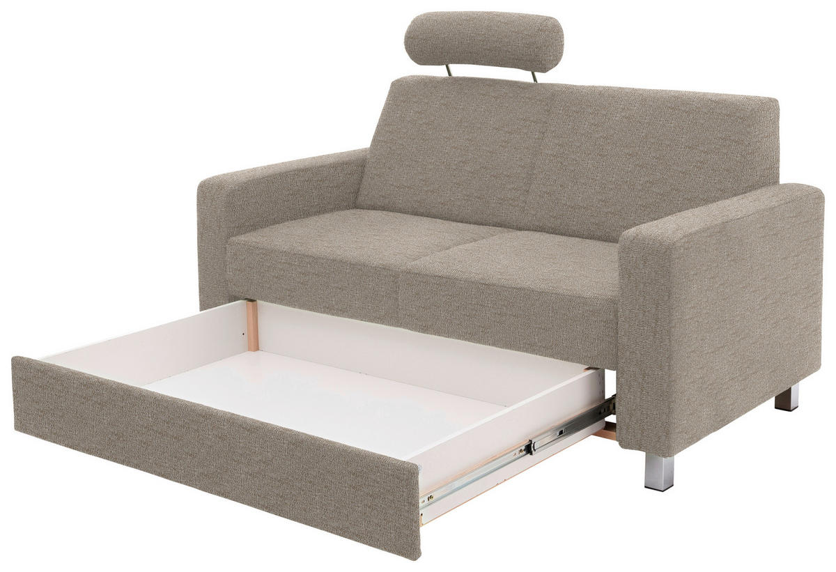 2-SITZER-SOFA in Flachgewebe Beige  - Chromfarben/Beige, Design, Textil/Metall (158/83/85cm) - Xora