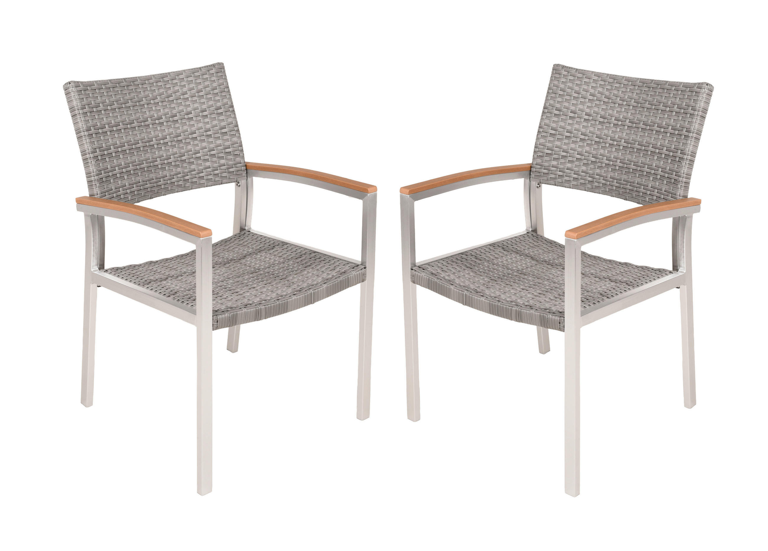 GARTENSTUHL-SET Aluminium Braun, Silberfarben, Hellgrau  - Silberfarben/Hellgrau, MODERN, Kunststoff/Metall (60/84/55cm) - Gardenson