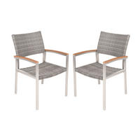 GARTENSTUHL-SET Aluminium Braun, Silberfarben, Hellgrau  - Silberfarben/Hellgrau, MODERN, Kunststoff/Metall (60/84/55cm) - Gardenson