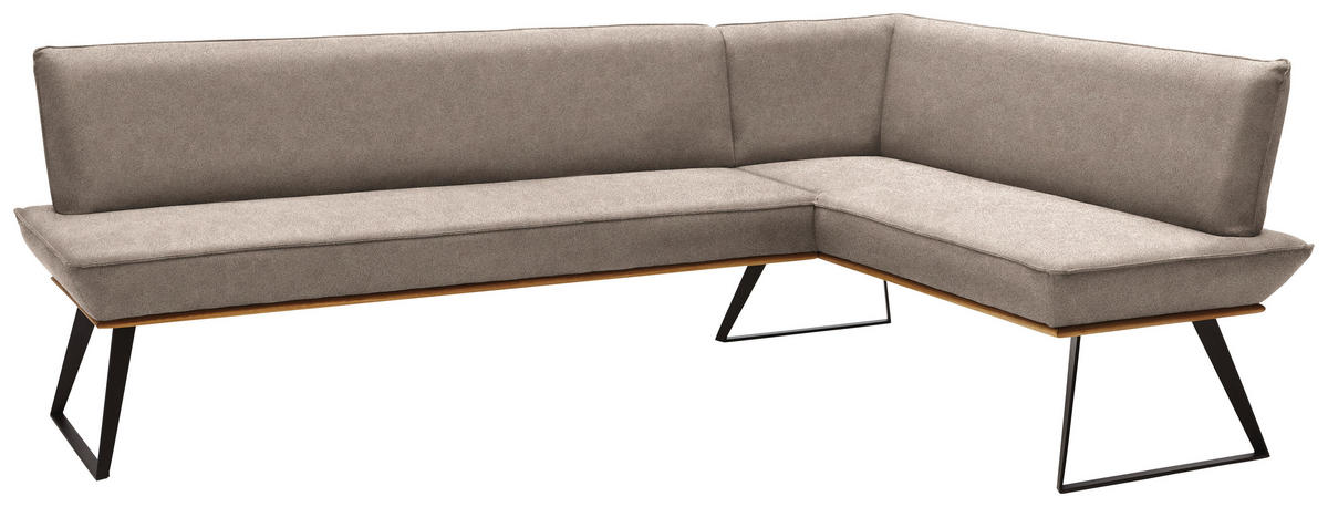 ECKBANK in Holz, Metall, Textil Schwarz, Eichefarben, Hellbraun  - Hellbraun/Eichefarben, Design, Holz/Textil (203/163cm) - Voleo
