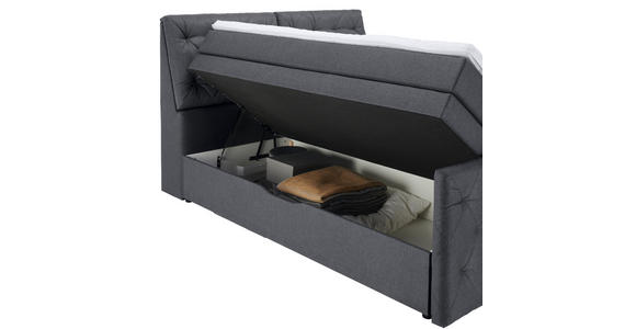 BOXSPRINGBETT 180/200 cm in Dunkelgrau - Dunkelgrau/Schwarz, KONVENTIONELL, Kunststoff/Textil (180/200cm) - Carryhome
