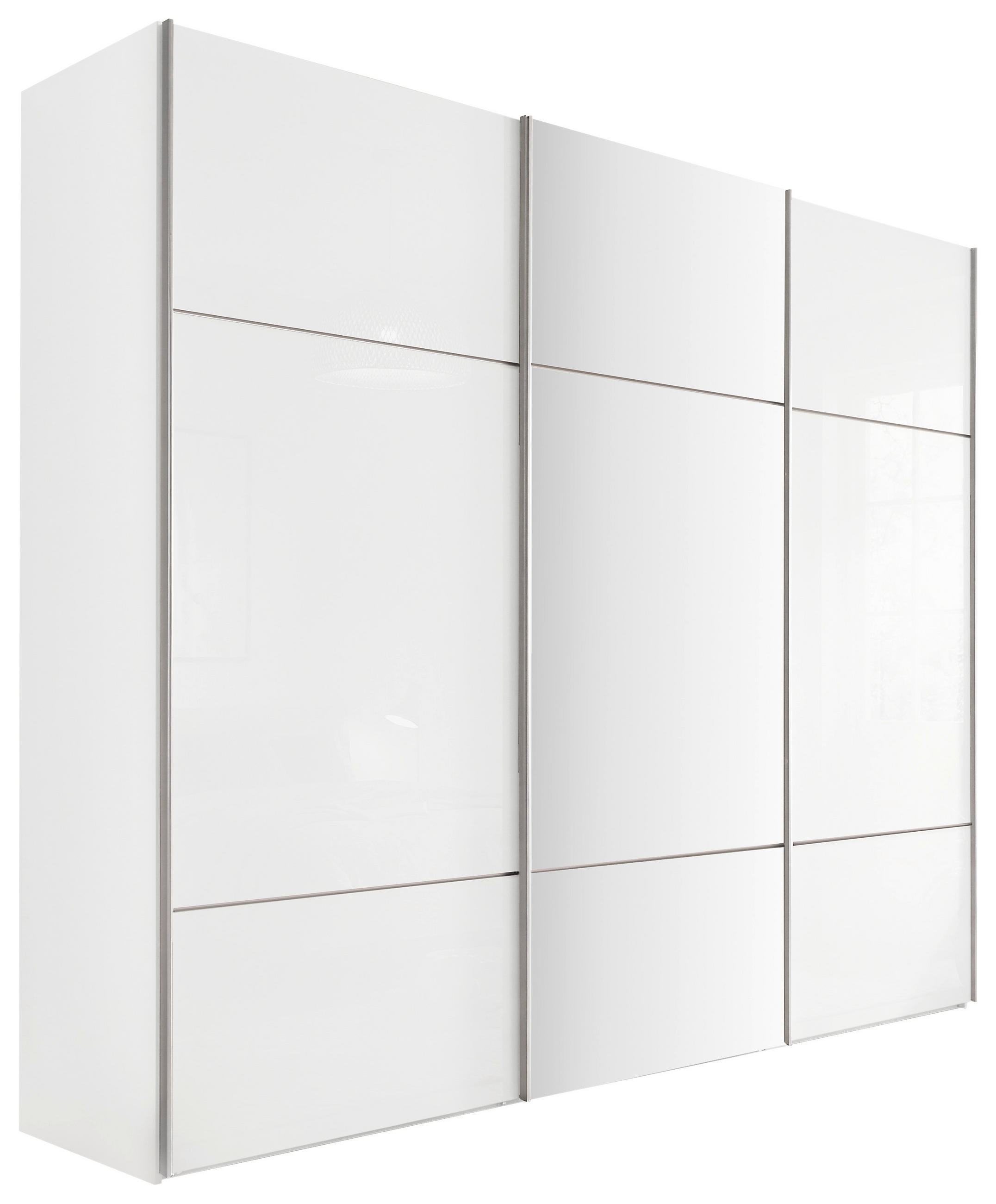 SCHWEBETÜRENSCHRANK 249/222/68 cm 3 Tür(en)-türig Weiß  - Alufarben/Weiß, Design, Glas/Holzwerkstoff (249/222/68cm) - Moderano