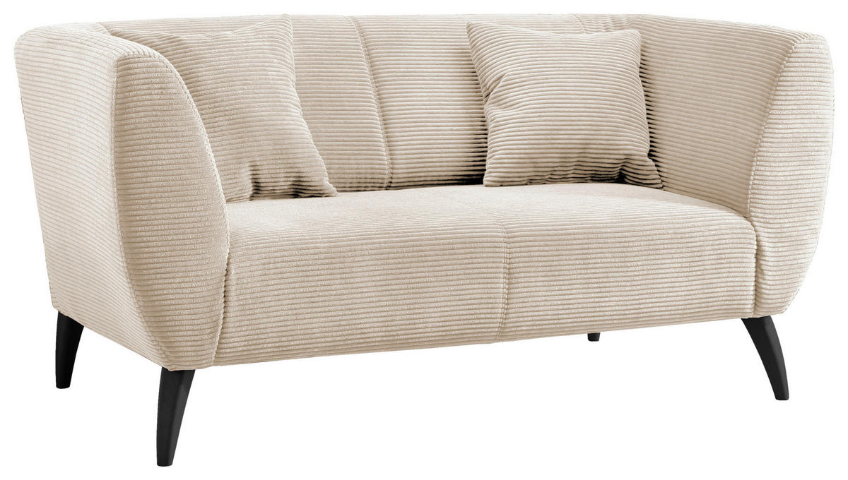 2-SITZER-SOFA Cord Beige  - Beige/Schwarz, MODERN, Holz/Textil (172/83/88cm) - MID.YOU