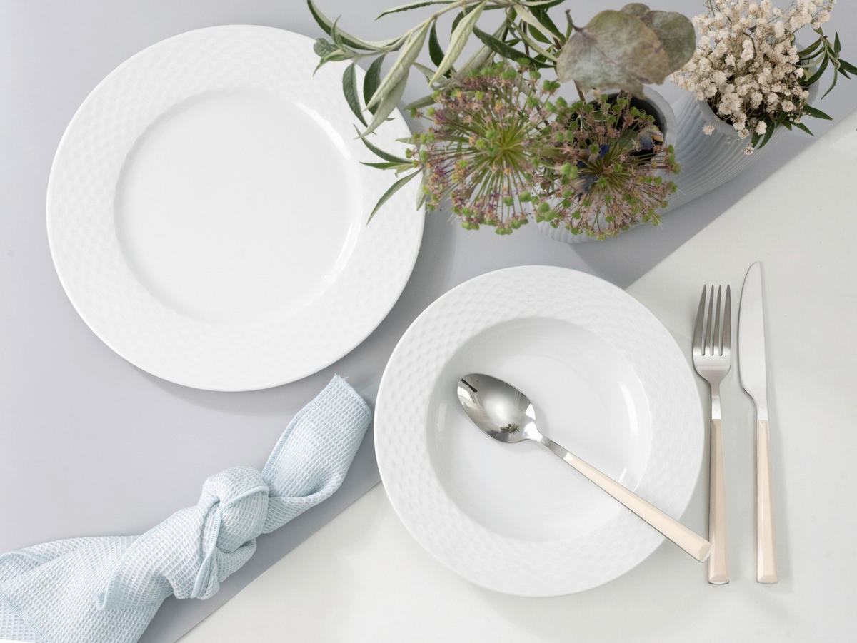 TAFELSERVICE Polo 12-teilig  - Weiss, Basics, Keramik (31/28/31cm) - Creatable