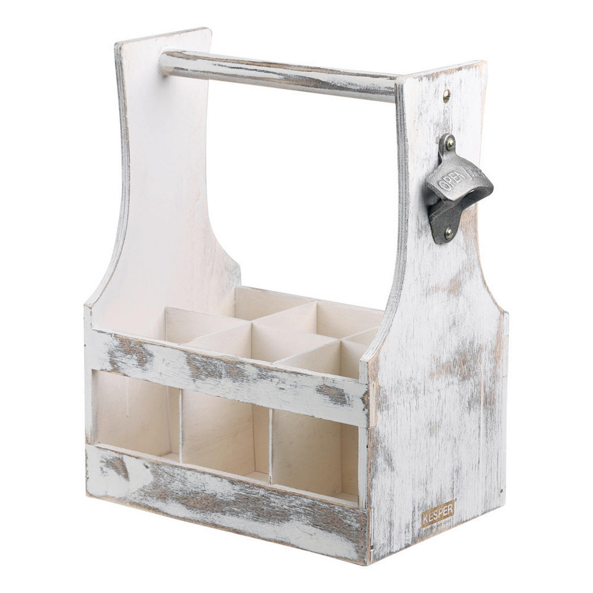 FLASCHENTRÄGER - Weiß, Basics, Holzwerkstoff (25/32/16,8cm) - Kesper