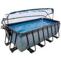POOL-SET STONE 400/200/122 cm  - Schwarz, KONVENTIONELL, Metall (400/200/122cm) - EXIT Toys