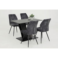 TISCHGRUPPE   - Dunkelgrau/Anthrazit, MODERN, Textil/Metall (110/76/70cm) - MID.YOU