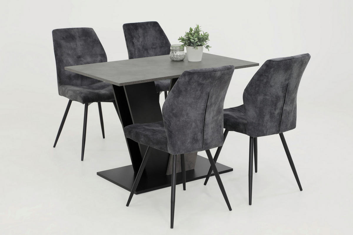 TISCHGRUPPE   - Dunkelgrau/Anthrazit, MODERN, Textil/Metall (110/76/70cm) - MID.YOU