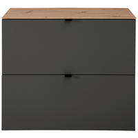 VÝKLOPNÁ SKRINKA NA TOPÁNKY, grafitová, dub artisan, 100/84/37 cm - čierna/grafitová, Modern, kov/kompozitné drevo (100/84/37cm) - Voleo