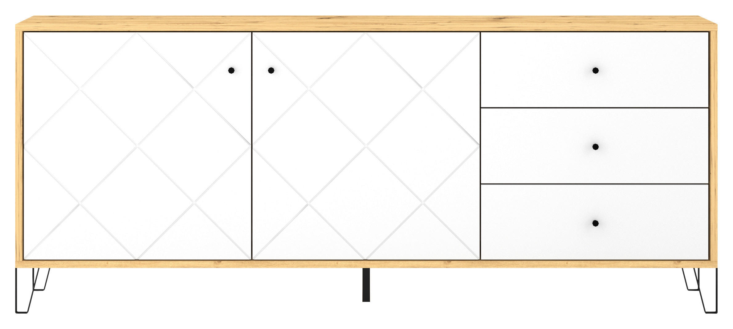 SIDEBOARD  in 183,4/75,2/40 cm  - Schwarz/Weiß, Design, Holzwerkstoff/Metall (183,4/75,2/40cm) - Boxxx
