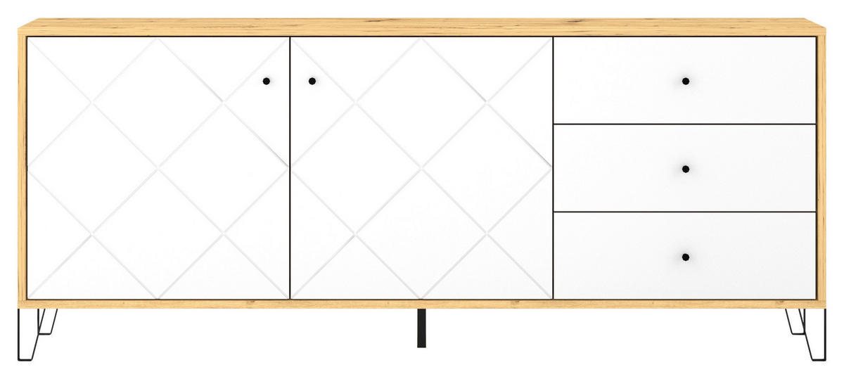 SIDEBOARD  in 183,4/75,2/40 cm  - Schwarz/Weiß, Design, Holzwerkstoff/Metall (183,4/75,2/40cm) - Boxxx
