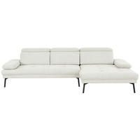 ECKSOFA in Webstoff Creme  - Creme/Schwarz, Design, Textil/Metall (296/188cm) - Livetastic